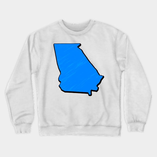 Bright Blue Georgia Outline Crewneck Sweatshirt by Mookle